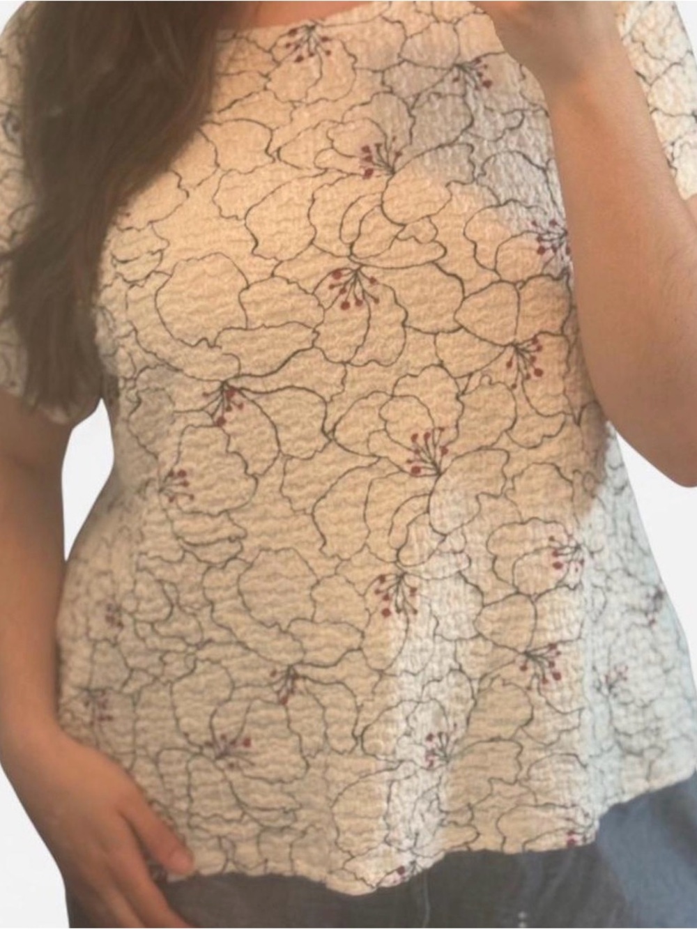 Croft & Barrow Floral Textured Short Sleeve Blouse – Size 2X